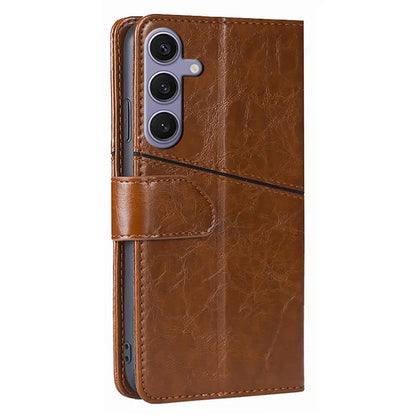 For Samsung Galaxy S24+ Case Wallet Leather Phone Cover Geometric Splicing