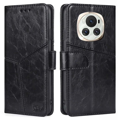 For Honor Magic6 5G Leather Case Geometric Splicing Wallet Protective Phone Cover