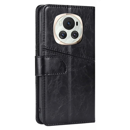 For Honor Magic6 5G Leather Case Geometric Splicing Wallet Protective Phone Cover
