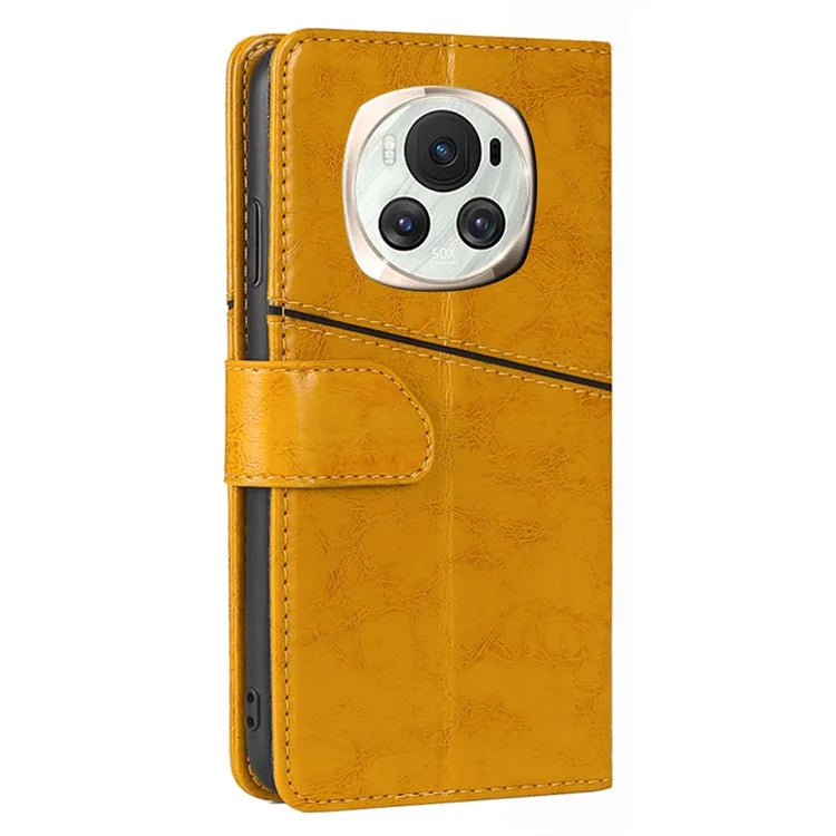 For Honor Magic6 5G Leather Case Geometric Splicing Wallet Protective Phone Cover