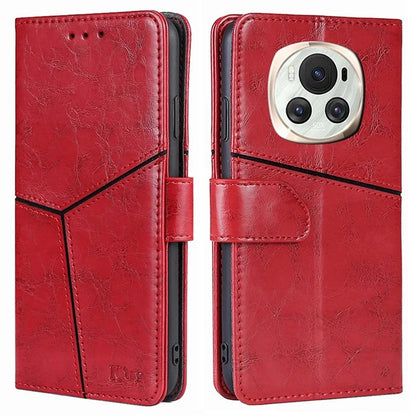 For Honor Magic6 5G Leather Case Geometric Splicing Wallet Protective Phone Cover