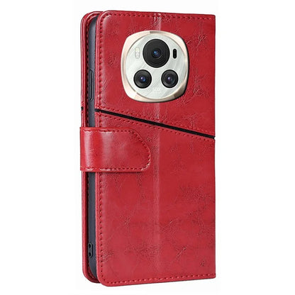For Honor Magic6 5G Leather Case Geometric Splicing Wallet Protective Phone Cover