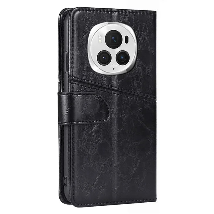 For Honor Magic6 Pro 5G Leather Case Geometric Splicing Phone Cover with Wallet
