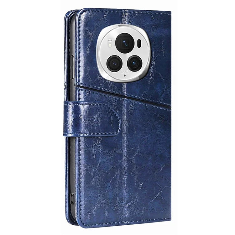 For Honor Magic6 Pro 5G Leather Case Geometric Splicing Phone Cover with Wallet