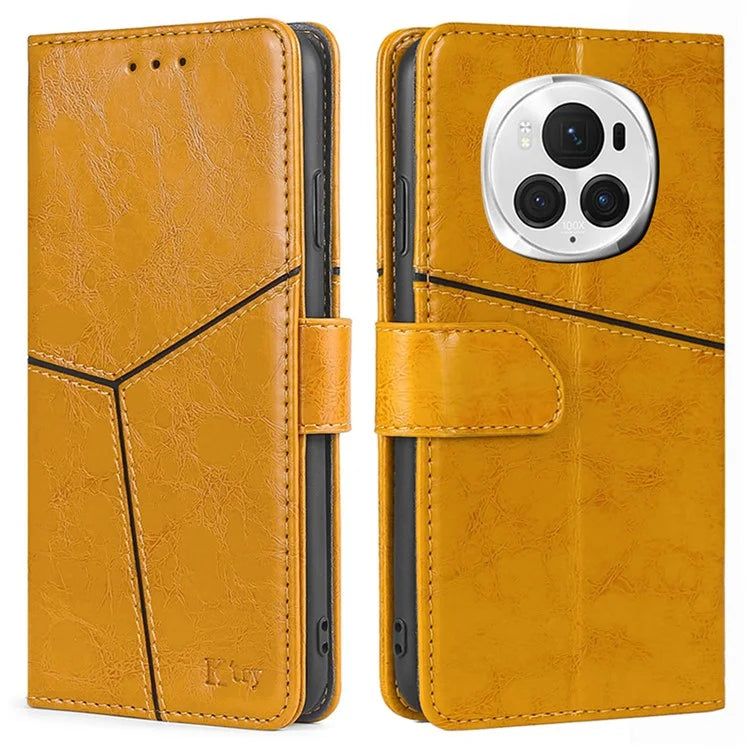 For Honor Magic6 Pro 5G Leather Case Geometric Splicing Phone Cover with Wallet