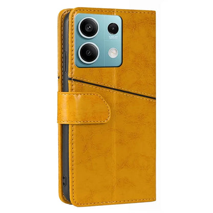 For Xiaomi Redmi Note 13 4G Shockproof PU Leather Case Geometric Splicing Wallet Phone Stand Cover