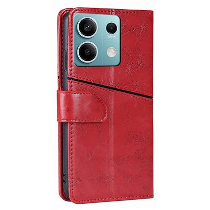 For Xiaomi Redmi Note 13 4G Shockproof PU Leather Case Geometric Splicing Wallet Phone Stand Cover