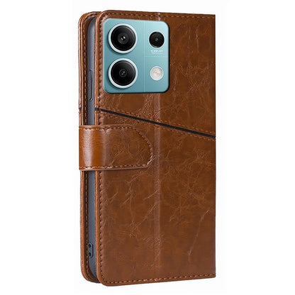For Xiaomi Redmi Note 13 4G Shockproof PU Leather Case Geometric Splicing Wallet Phone Stand Cover