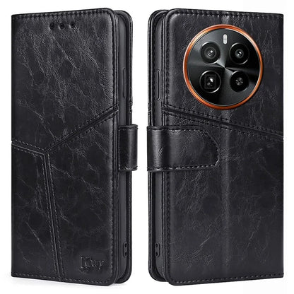 For Realme GT5 Pro 5G Leather Case Geometric Splicing Wallet Phone Cover