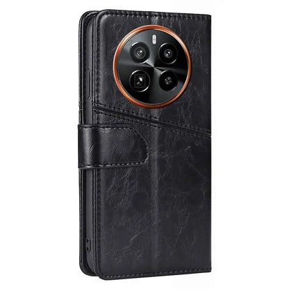 For Realme GT5 Pro 5G Leather Case Geometric Splicing Wallet Phone Cover