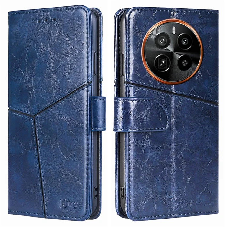 For Realme GT5 Pro 5G Leather Case Geometric Splicing Wallet Phone Cover