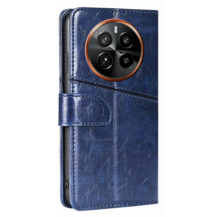 For Realme GT5 Pro 5G Leather Case Geometric Splicing Wallet Phone Cover