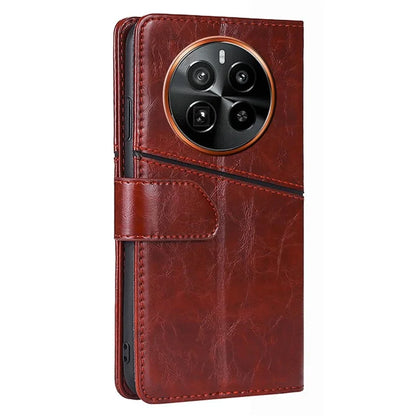 For Realme GT5 Pro 5G Leather Case Geometric Splicing Wallet Phone Cover