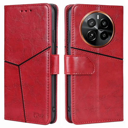 For Realme GT5 Pro 5G Leather Case Geometric Splicing Wallet Phone Cover