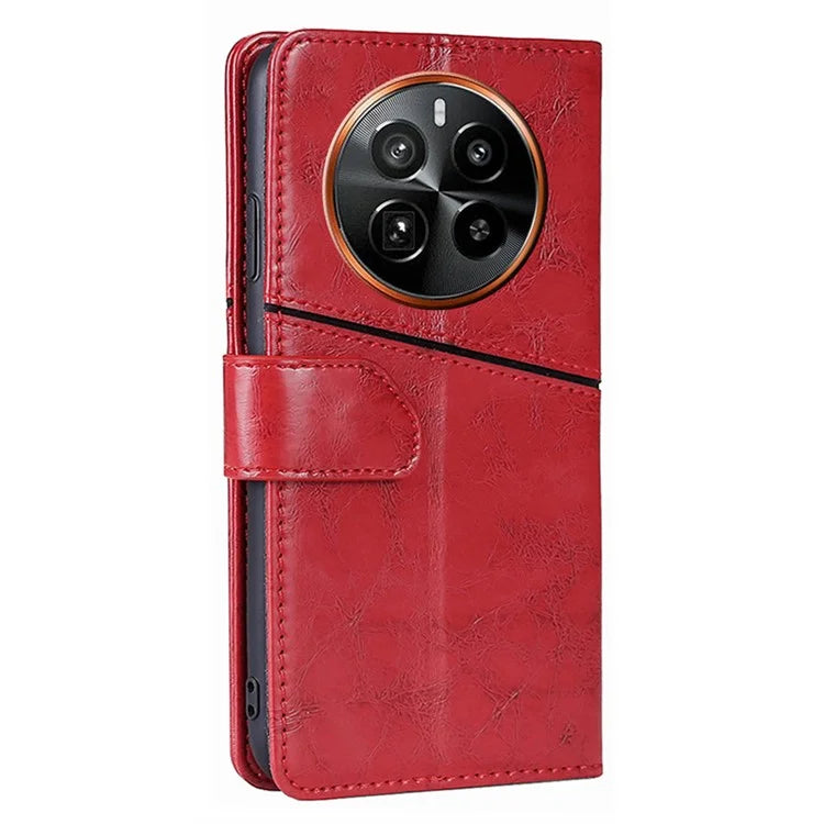 For Realme GT5 Pro 5G Leather Case Geometric Splicing Wallet Phone Cover