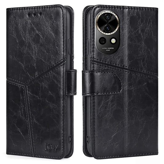 For Huawei nova 12 5G Case Geometric Splicing Phone Leather Cover with Wallet Stand
