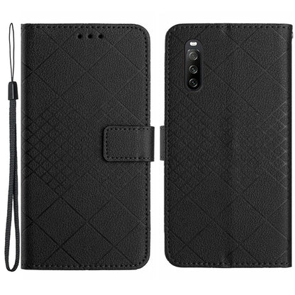 HT06 For Sony Xperia 10 VI Case Rhombus Pattern Imprinted Leather Wallet Phone Cover