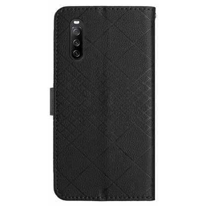 HT06 For Sony Xperia 10 VI Case Rhombus Pattern Imprinted Leather Wallet Phone Cover