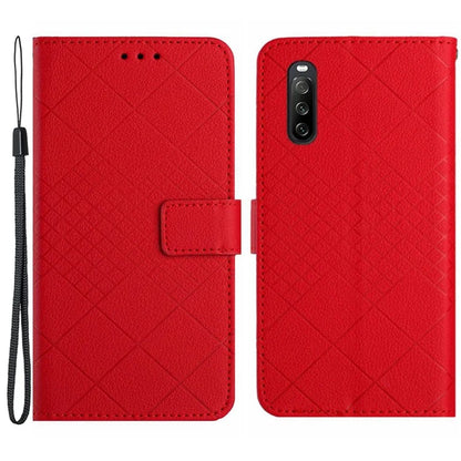 HT06 For Sony Xperia 10 VI Case Rhombus Pattern Imprinted Leather Wallet Phone Cover