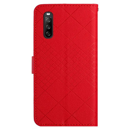 HT06 For Sony Xperia 10 VI Case Rhombus Pattern Imprinted Leather Wallet Phone Cover
