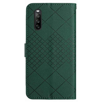HT06 For Sony Xperia 10 VI Case Rhombus Pattern Imprinted Leather Wallet Phone Cover