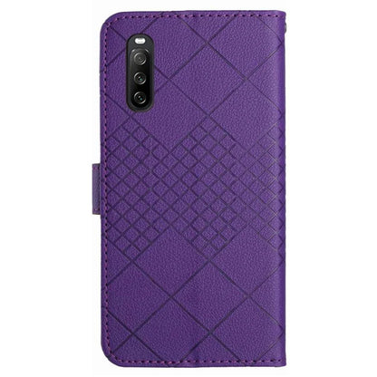 HT06 For Sony Xperia 10 VI Case Rhombus Pattern Imprinted Leather Wallet Phone Cover