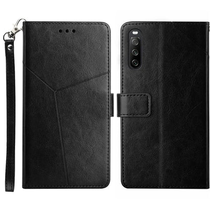 HT01 For Sony Xperia 10 VI Wallet Case Y-shaped Lines Imprinted Leather Phone Cover