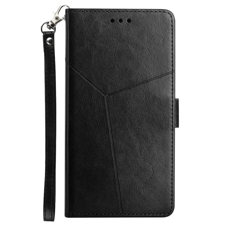 HT01 For Sony Xperia 10 VI Wallet Case Y-shaped Lines Imprinted Leather Phone Cover