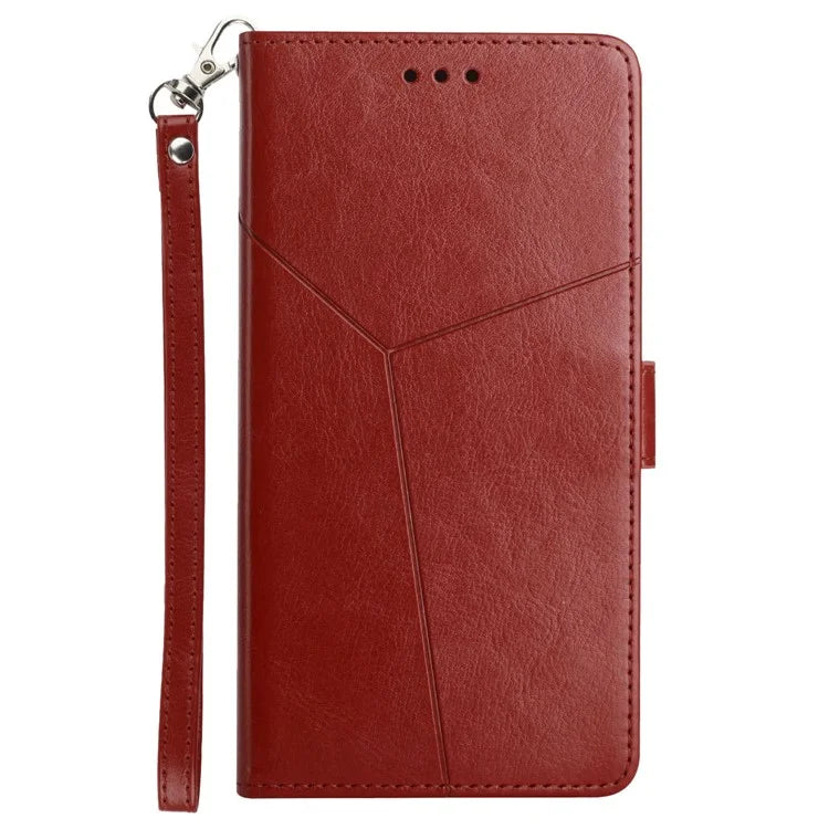 HT01 For Sony Xperia 10 VI Wallet Case Y-shaped Lines Imprinted Leather Phone Cover