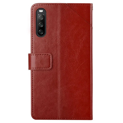 HT01 For Sony Xperia 10 VI Wallet Case Y-shaped Lines Imprinted Leather Phone Cover