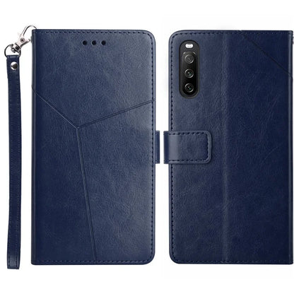 HT01 For Sony Xperia 10 VI Wallet Case Y-shaped Lines Imprinted Leather Phone Cover