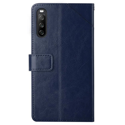 HT01 For Sony Xperia 10 VI Wallet Case Y-shaped Lines Imprinted Leather Phone Cover
