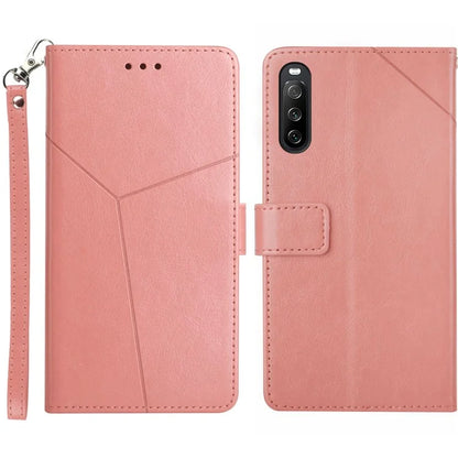 HT01 For Sony Xperia 10 VI Wallet Case Y-shaped Lines Imprinted Leather Phone Cover