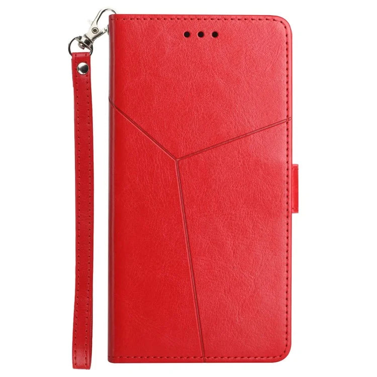 HT01 For Sony Xperia 10 VI Wallet Case Y-shaped Lines Imprinted Leather Phone Cover
