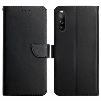 HT02 For Sony Xperia 10 VI Case Nappa Texture Genuine Cow Leather Phone Cover