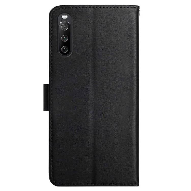 HT02 For Sony Xperia 10 VI Case Nappa Texture Genuine Cow Leather Phone Cover