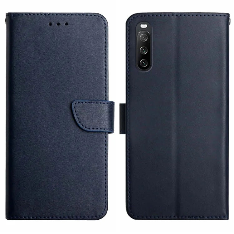 HT02 For Sony Xperia 10 VI Case Nappa Texture Genuine Cow Leather Phone Cover