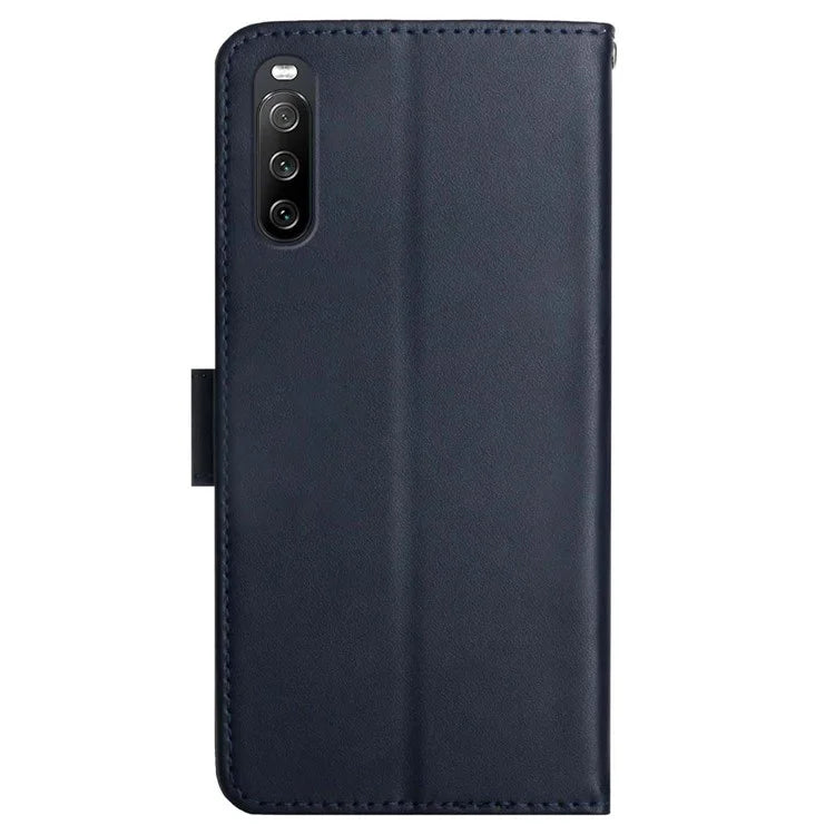 HT02 For Sony Xperia 10 VI Case Nappa Texture Genuine Cow Leather Phone Cover
