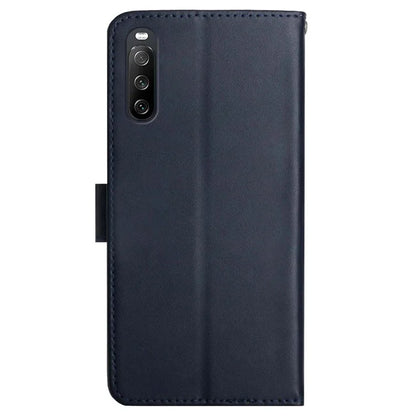 HT02 For Sony Xperia 10 VI Case Nappa Texture Genuine Cow Leather Phone Cover