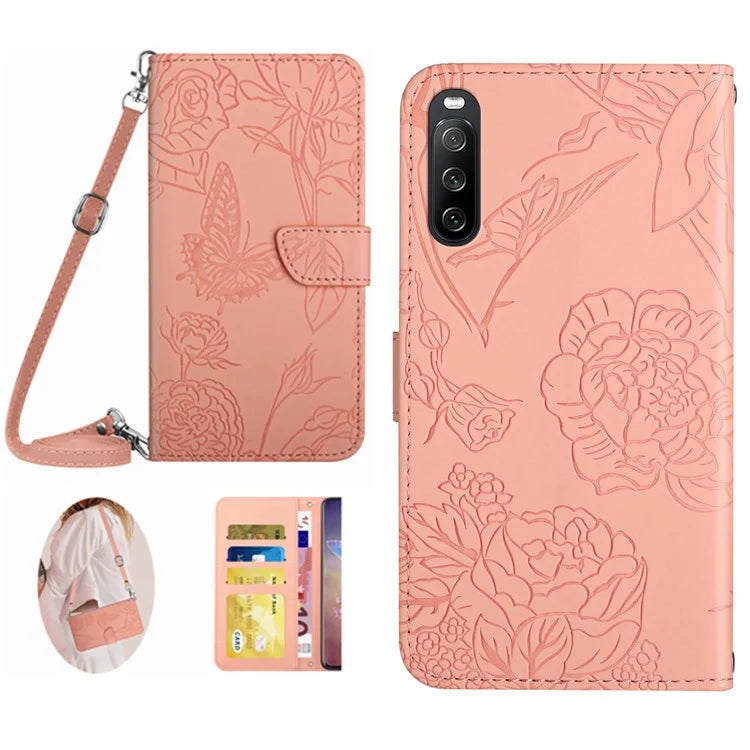 HT03 For Sony Xperia 10 VI Crossbody Case Butterfly Wallet PU Leather Phone Cover