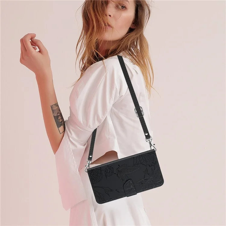 HT03 For Sony Xperia 10 VI Crossbody Case Butterfly Wallet PU Leather Phone Cover