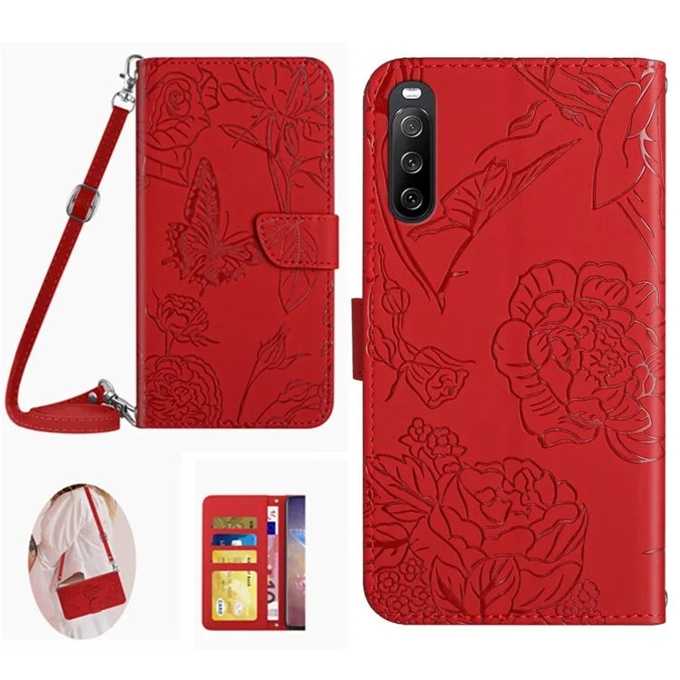 HT03 For Sony Xperia 10 VI Crossbody Case Butterfly Wallet PU Leather Phone Cover