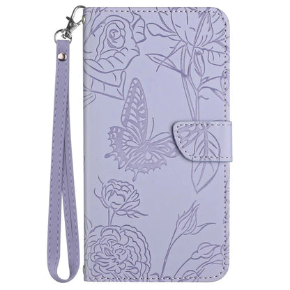 HT03 For Sony Xperia 10 VI Leather Case Butterfly Flower Wallet Phone Cover with Wrist Strap