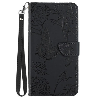 HT03 For Sony Xperia 10 VI Leather Case Butterfly Flower Wallet Phone Cover with Wrist Strap