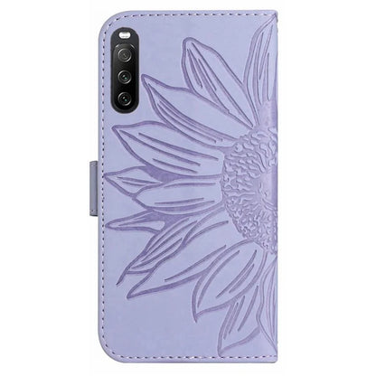 HT04 For Sony Xperia 10 VI Leather Case with Wrist Strap Sunflower Phone Cover