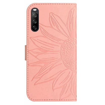 HT04 For Sony Xperia 10 VI Leather Case with Wrist Strap Sunflower Phone Cover
