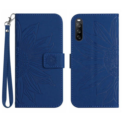HT04 For Sony Xperia 10 VI Leather Case with Wrist Strap Sunflower Phone Cover