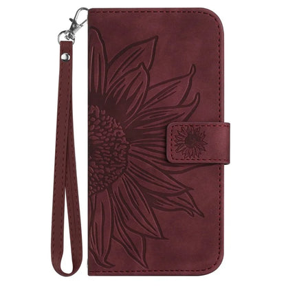 HT04 For Sony Xperia 10 VI Leather Case with Wrist Strap Sunflower Phone Cover