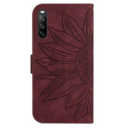 HT04 For Sony Xperia 10 VI Leather Case with Wrist Strap Sunflower Phone Cover