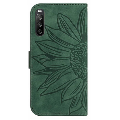 HT04 For Sony Xperia 10 VI Leather Case with Wrist Strap Sunflower Phone Cover